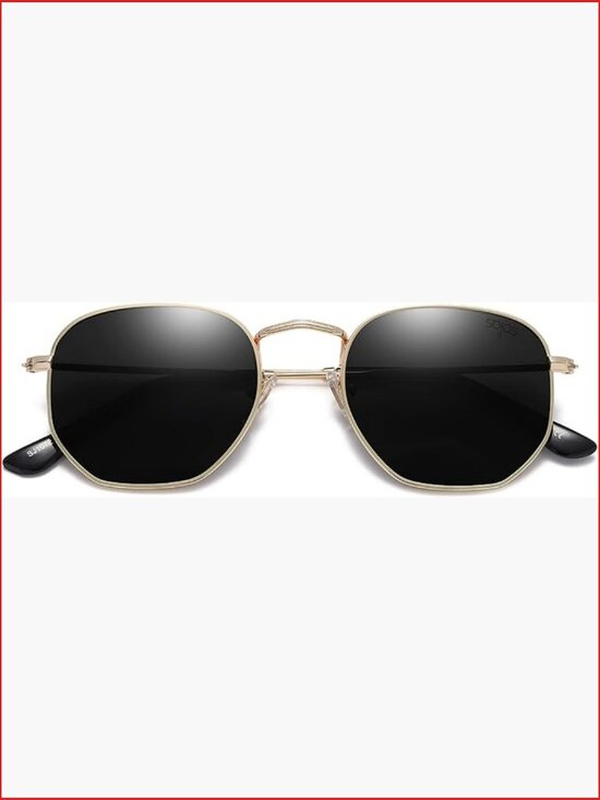 Square Polarized Sunglasses Small Hexagonal Polygon Shades Metal Frame main image 7